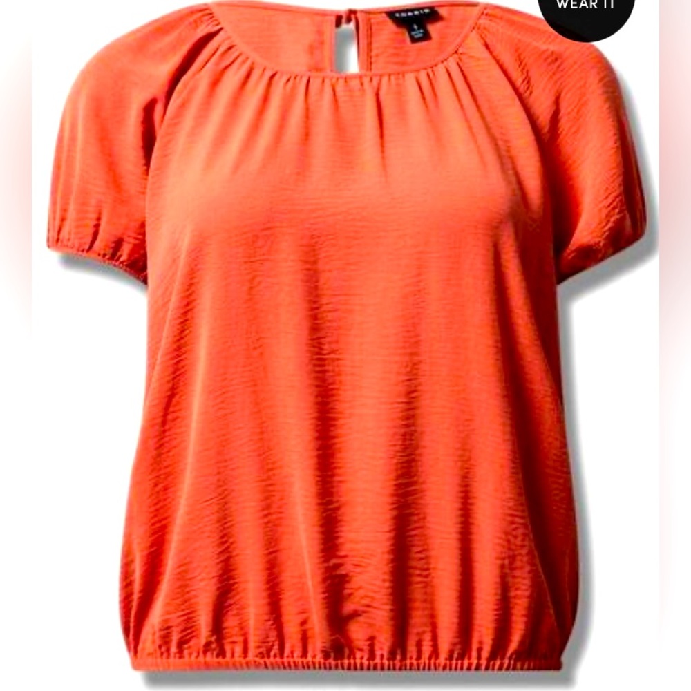 Torrid Seersucker Surplice Back Short Sleeve Crop Top Size 3